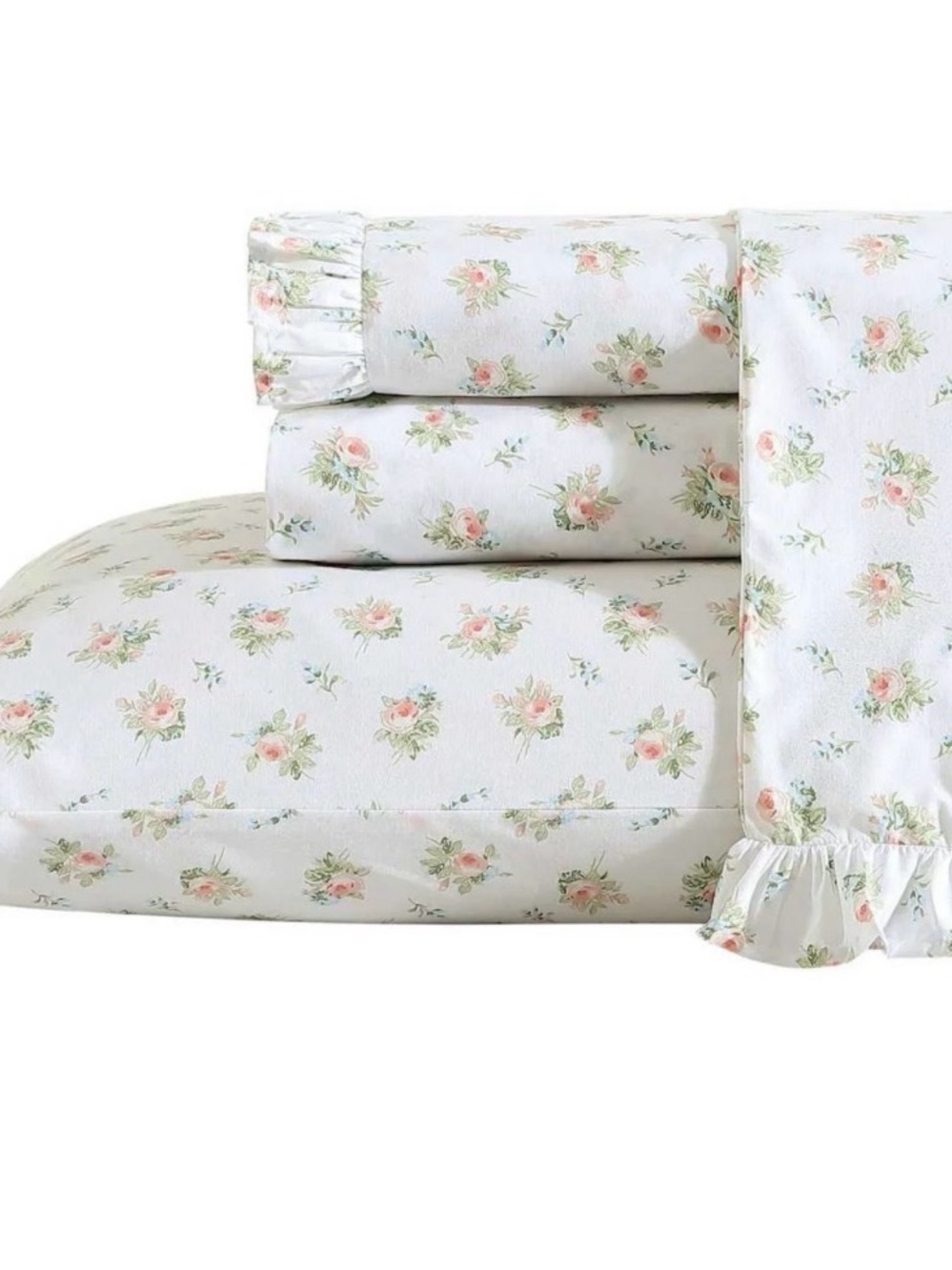 Laura Ashley Orange Floral Ruffled Victoria Pillowcase Set  ~ Cottage Chic - Picture 2 of 5